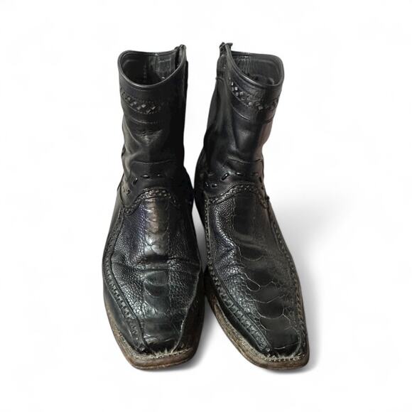 Los Altos Men's Lizard Skin European Western Square Toe Short Boots Size 8 EE - Picture 3 of 9